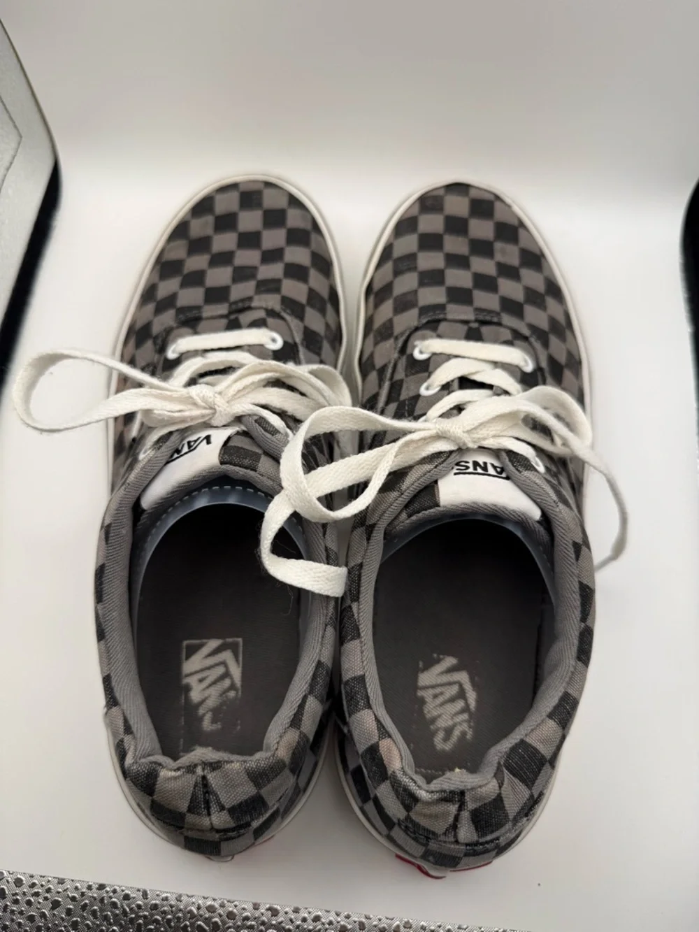 Vans Authentic Low Top Lace Ip Canvas Sneaker Checkerboard Black Grey Monochrome - Picture 5 of 9